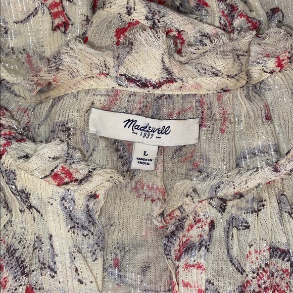 Madewell Floral Metallic Stripe Lightweight Tunic Blouse - Picture 8 of 11